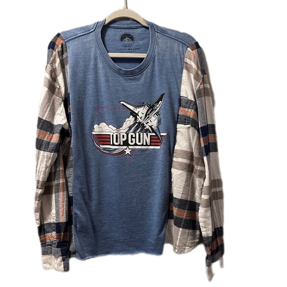 Top gun shirt flannel sides up cycle handmade one of a kind - Picture 1 of 6